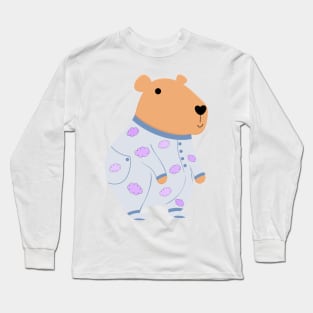 Cute Capybara In Rainbow And Cloud Pajama Jumpsuit Long Sleeve T-Shirt